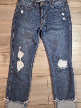 Distressed High-Rise Women's Jeans - Dark Blue Harper Heritage Size 28